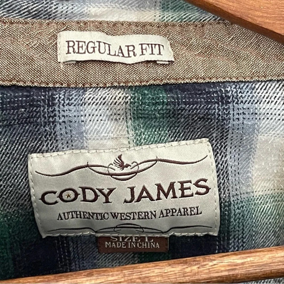 Cody James Regular Fit Pearl Snap Button Plaid Western Shirt Size Large - Picture 3 of 7
